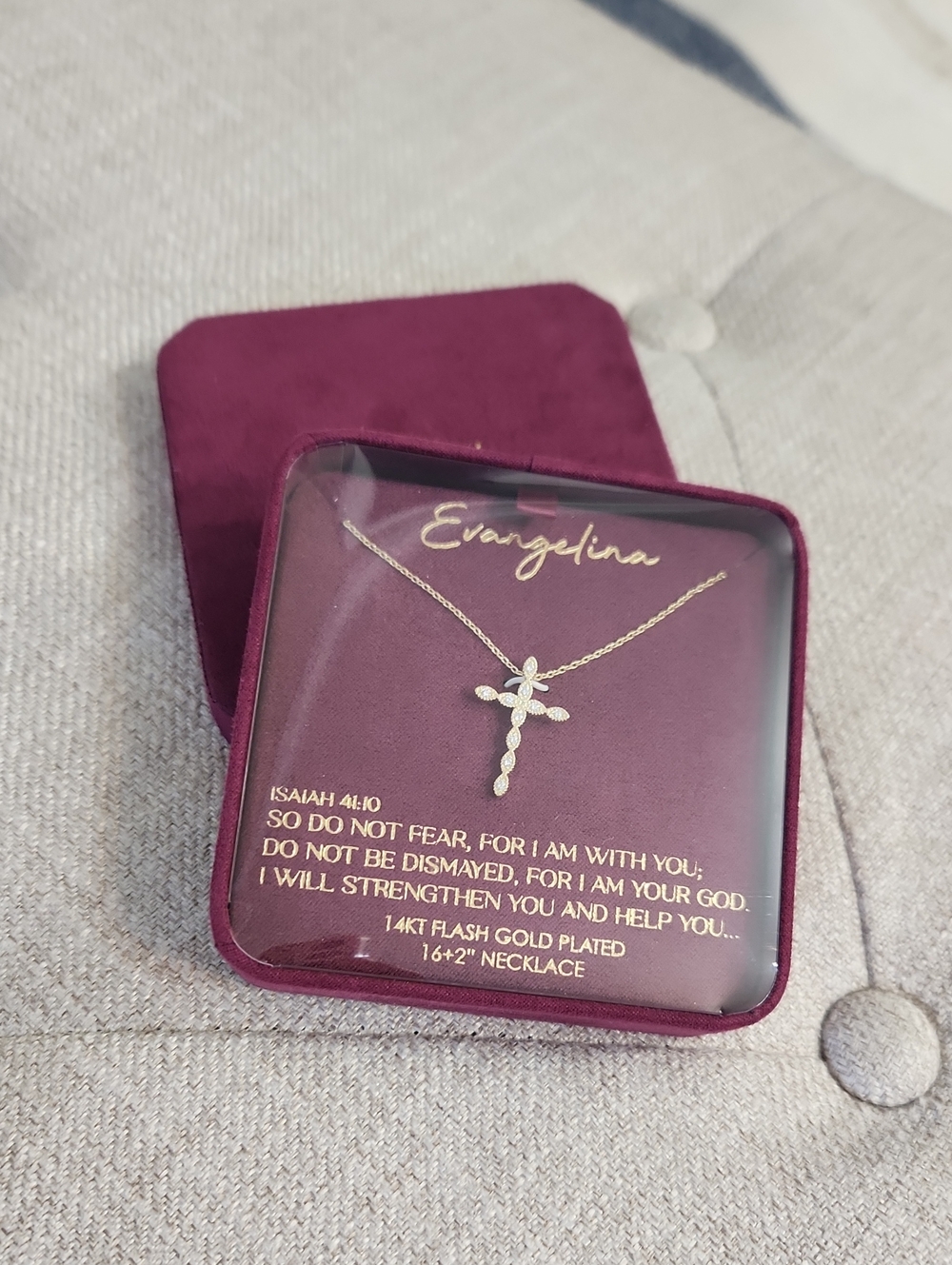 Angelina Gold Cross Necklace with Sparkling Accents - Gold